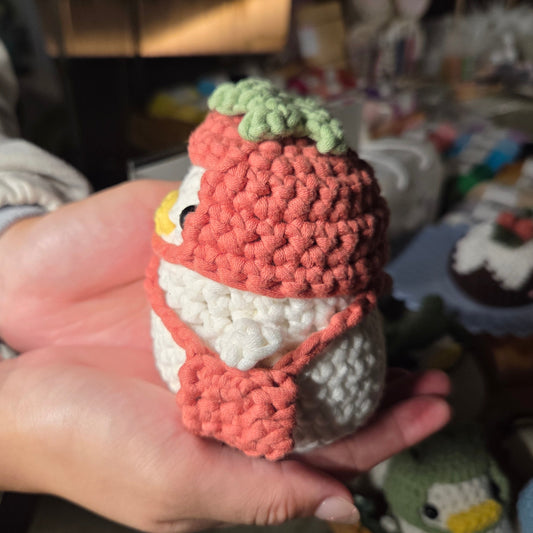 Crochet Duck with Tomato Hat & Side Bag