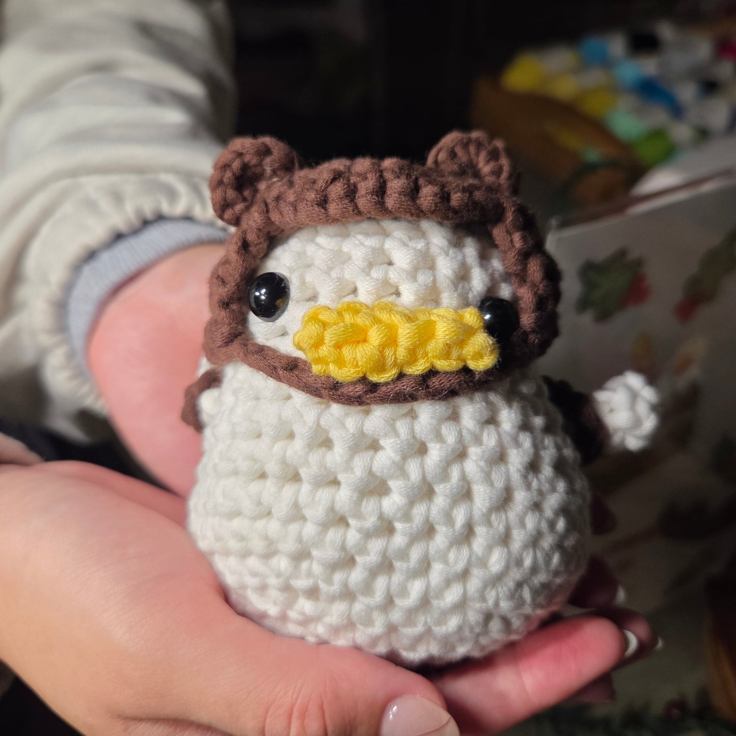 Crochet Duck with Bear Hat & Backpack