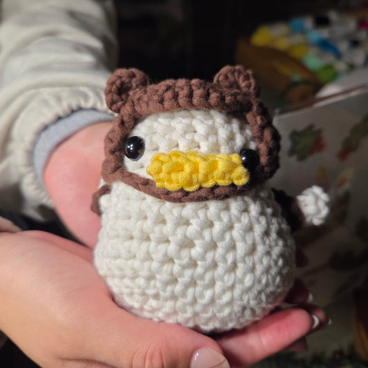 Crochet Duck with Bear Hat & Backpack