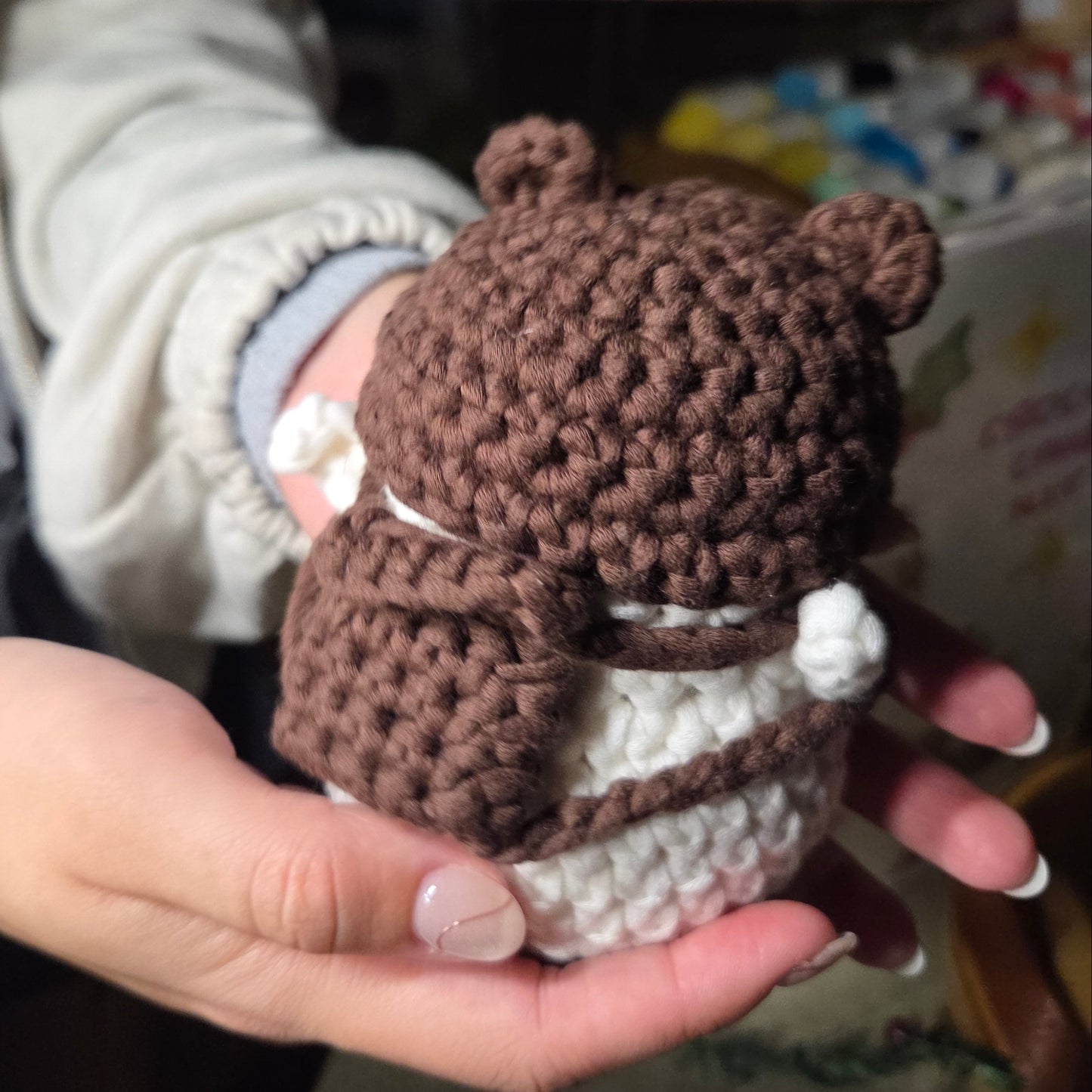 Crochet Duck with Bear Hat & Backpack