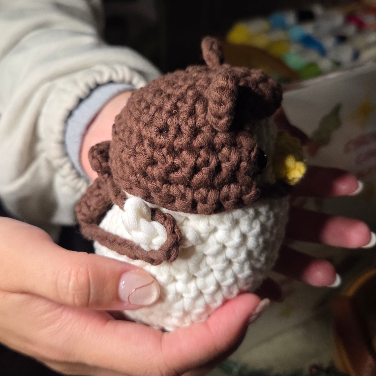 Crochet Duck with Bear Hat & Backpack