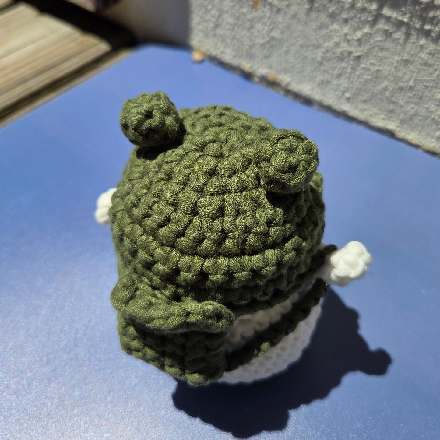 Crochet Duck with Frog Hat & Backpack - Dark Green