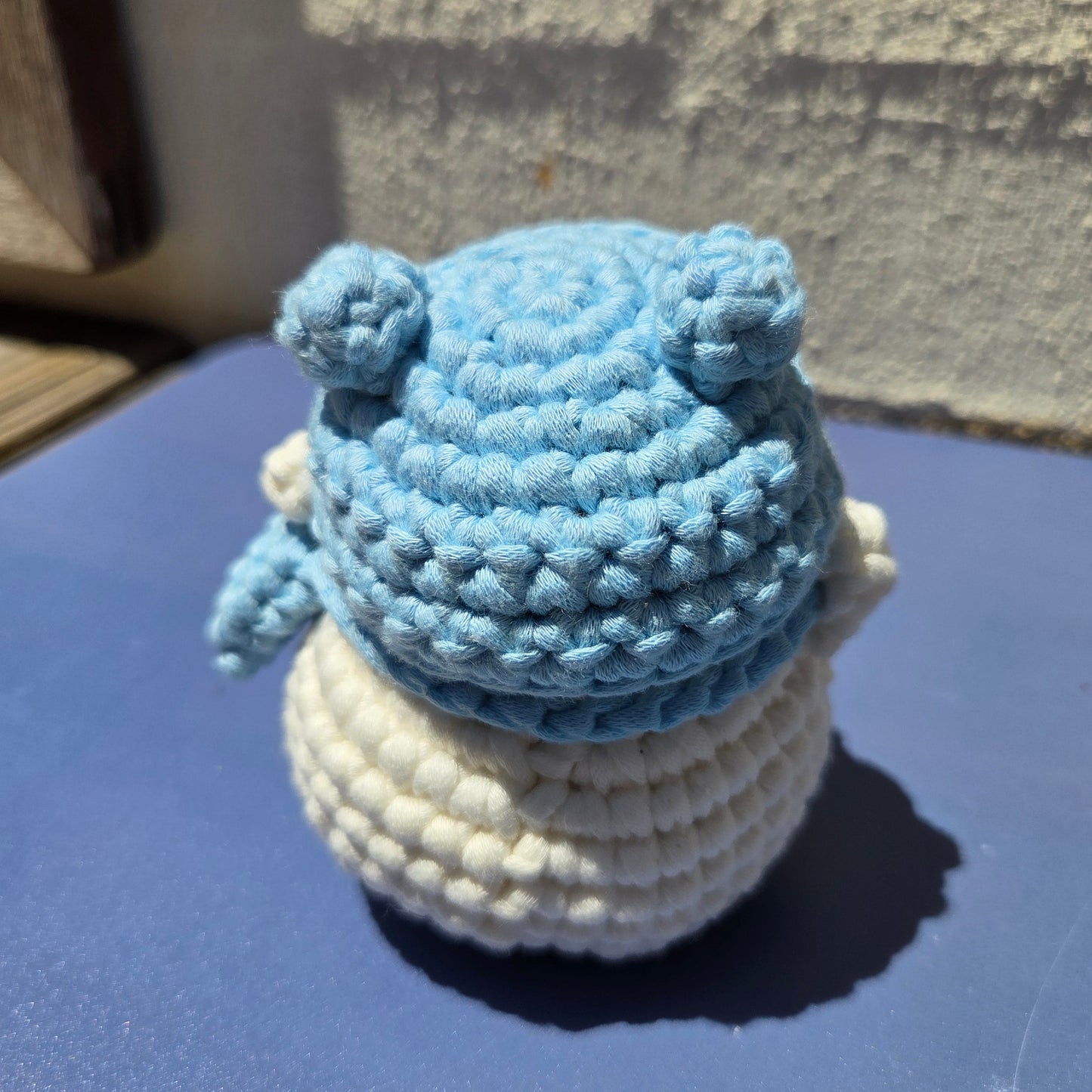 Crochet Duck with Frog Hat & Side Bag - Blue