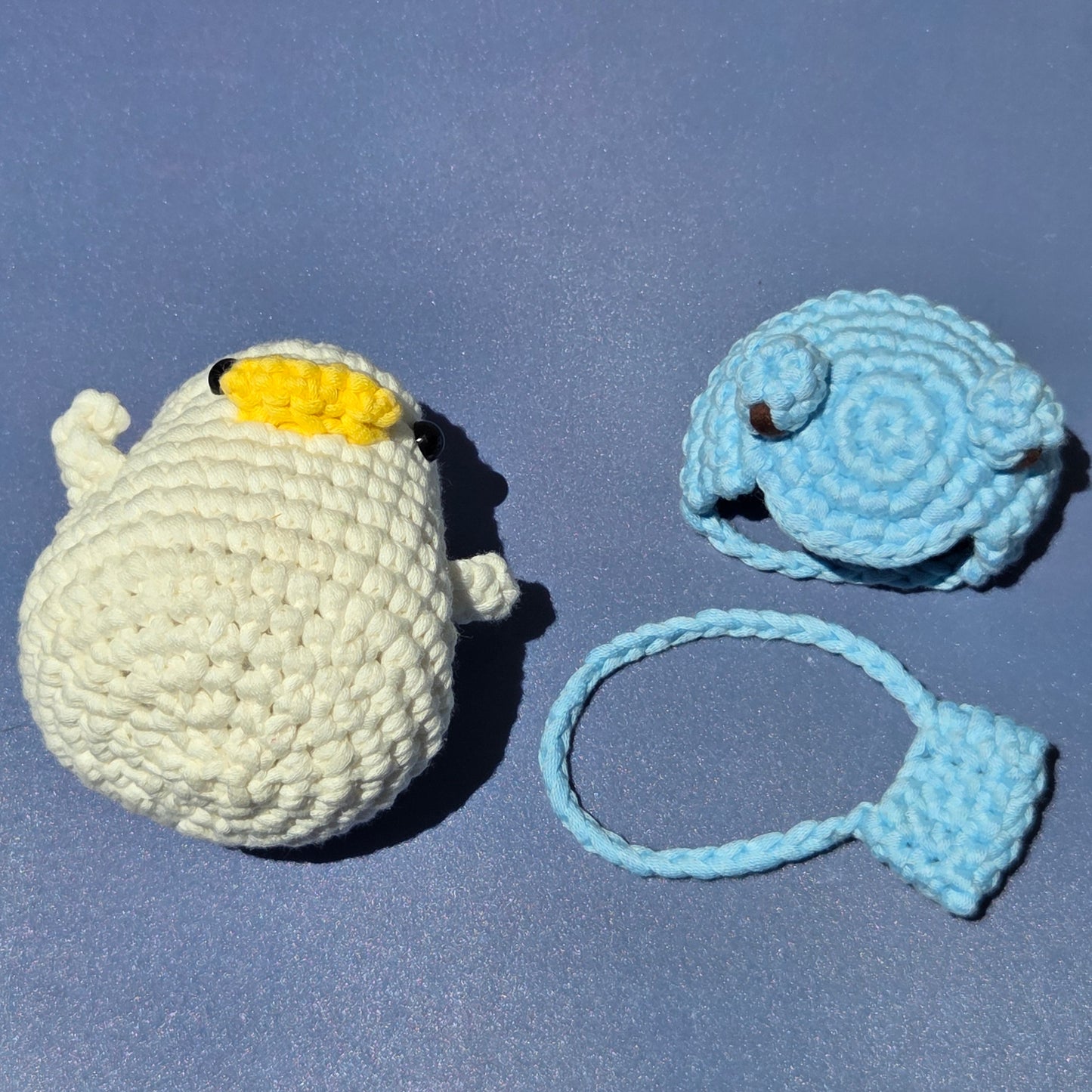 Crochet Duck with Frog Hat & Side Bag - Blue