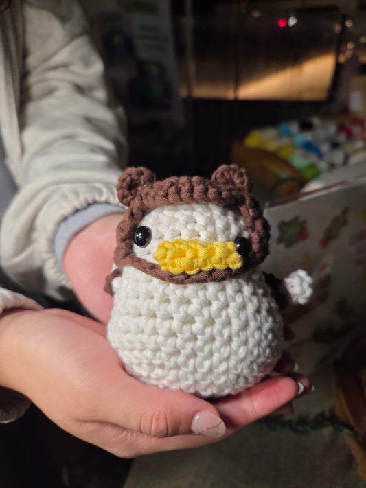 Crochet Duck with Bear Hat & Backpack